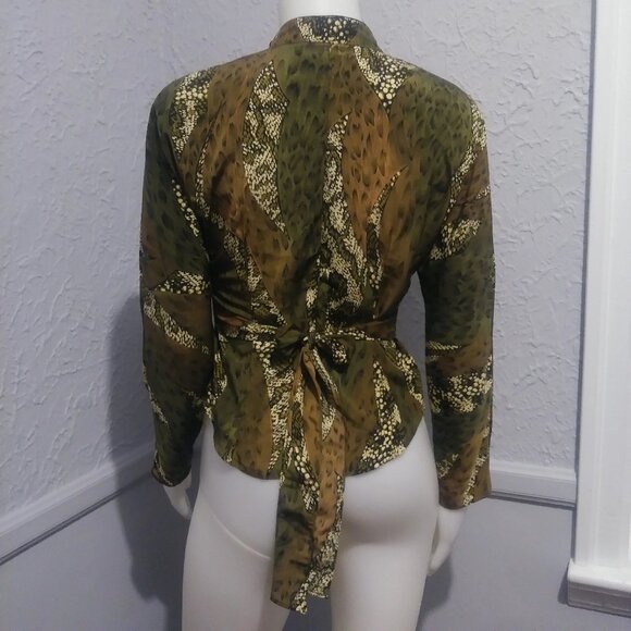Blouse by Cartise - green and brown with snake skin pattern - Picture 2 of 6